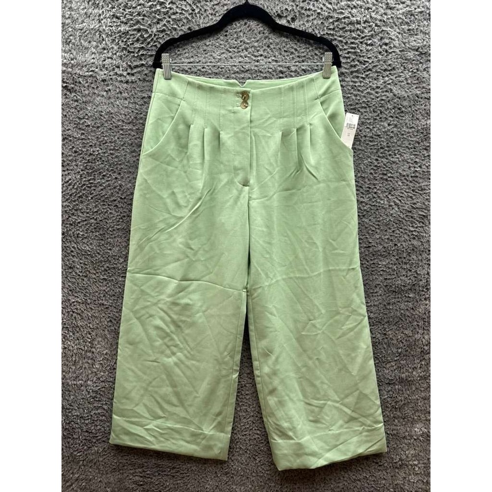 NWD Anthropologie Maeve Pleated Front Wide-Leg Trouser Light Green Women Size 10